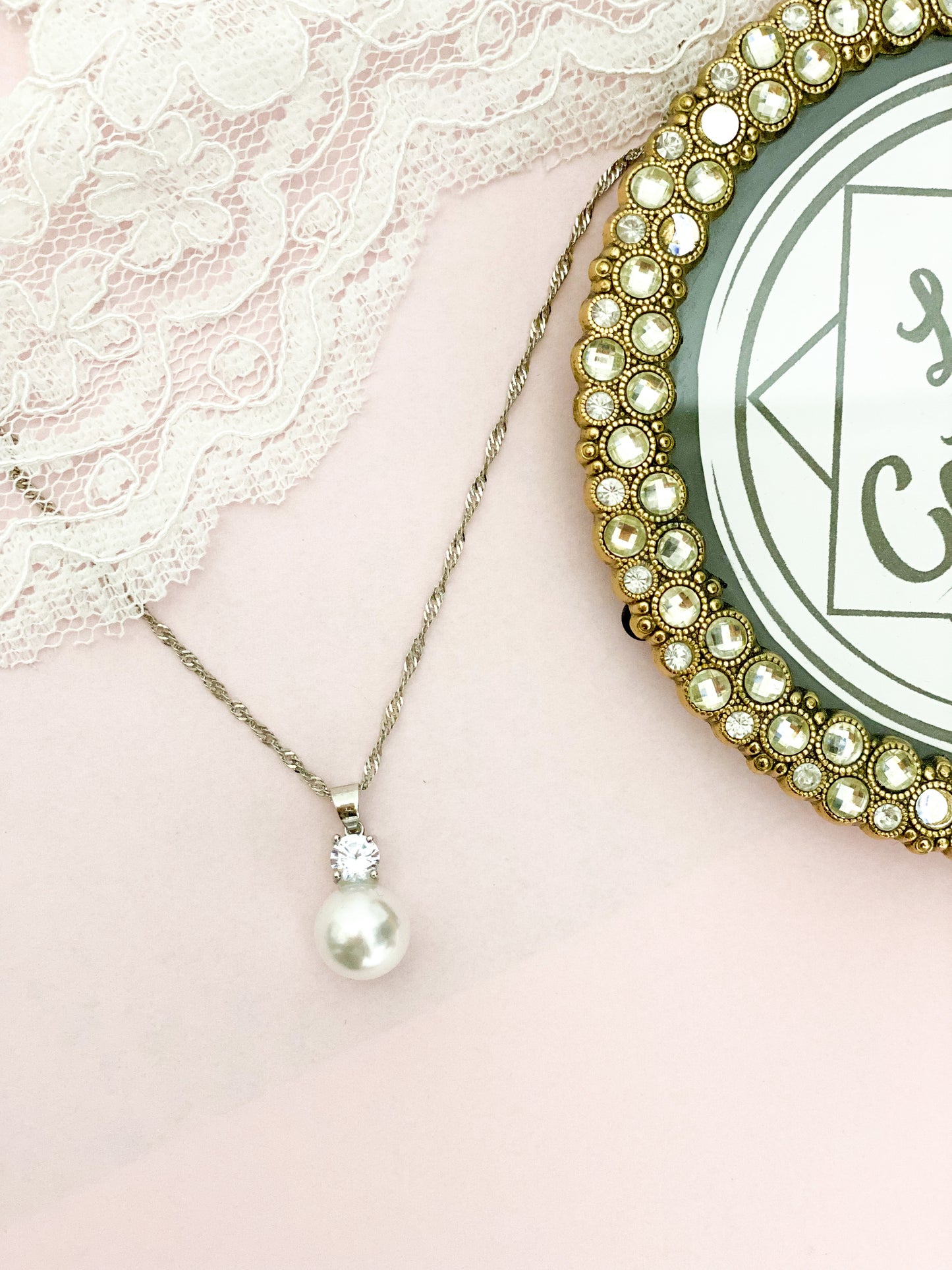 Gargantilla perla y zirconia