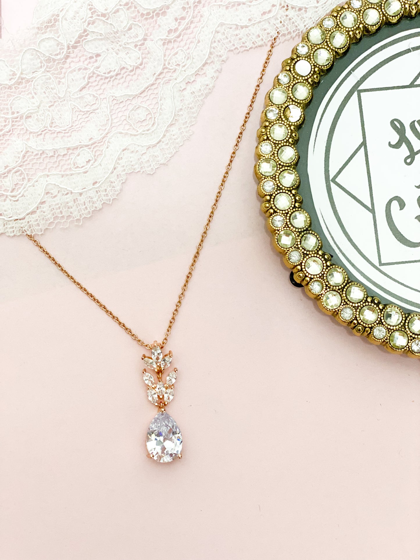Set Rosegold hojas grandes
