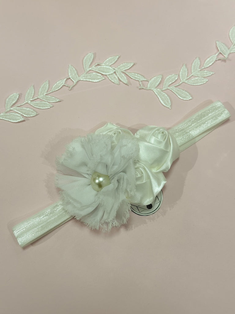 Liga de novia blanca con flores