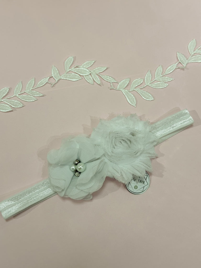 Liga de novia blanca con flores