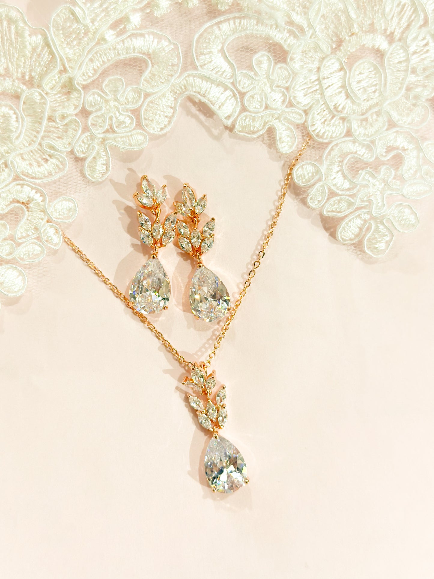 Set Rosegold hojas grandes