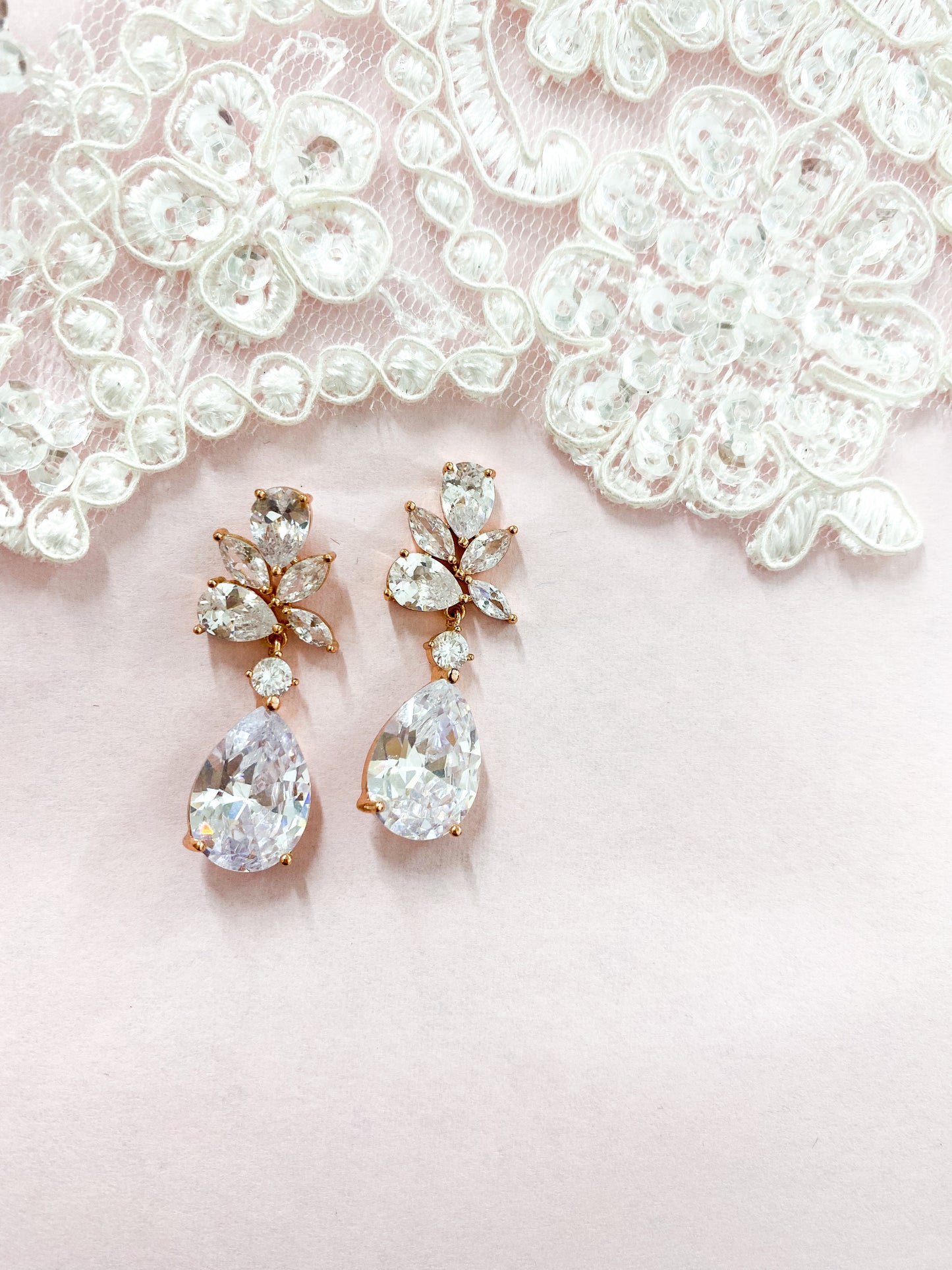 Set Rosegold Hojas con gotas