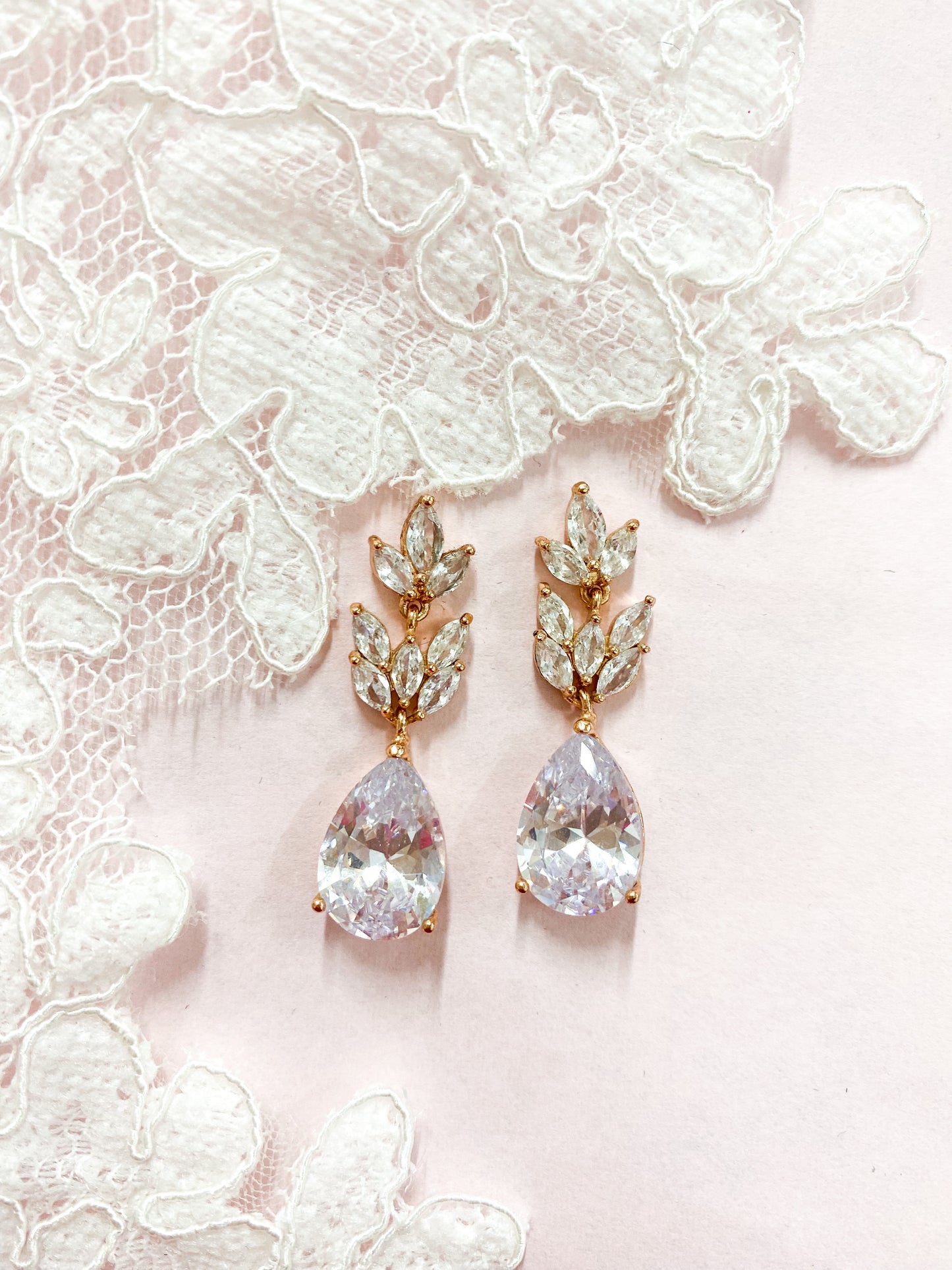 Set Rosegold hojas dobles