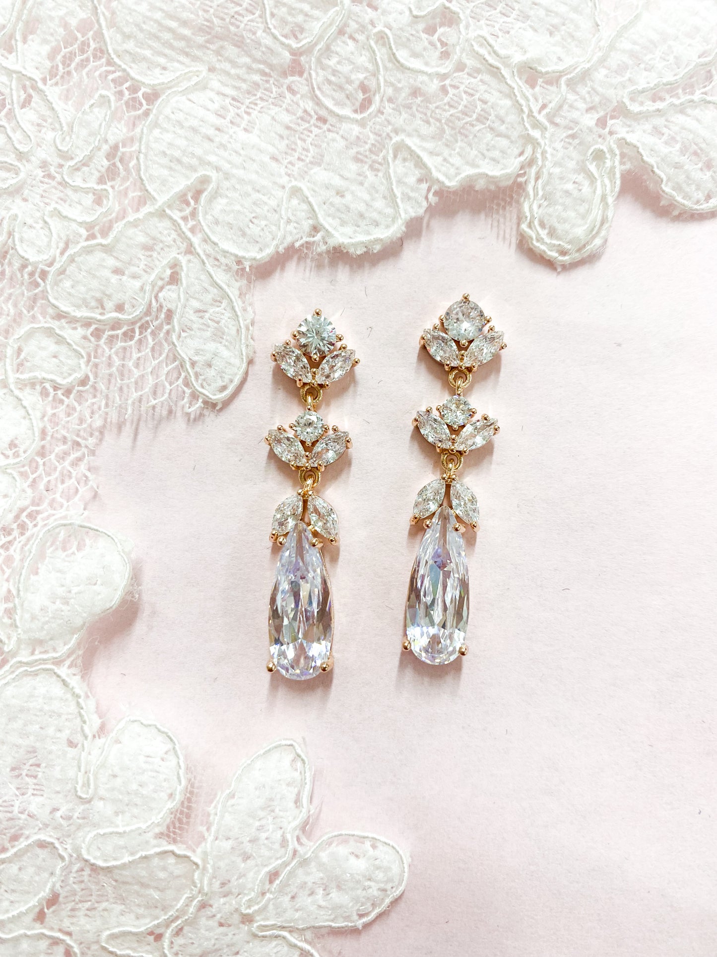 Set Rosegold hojas largas