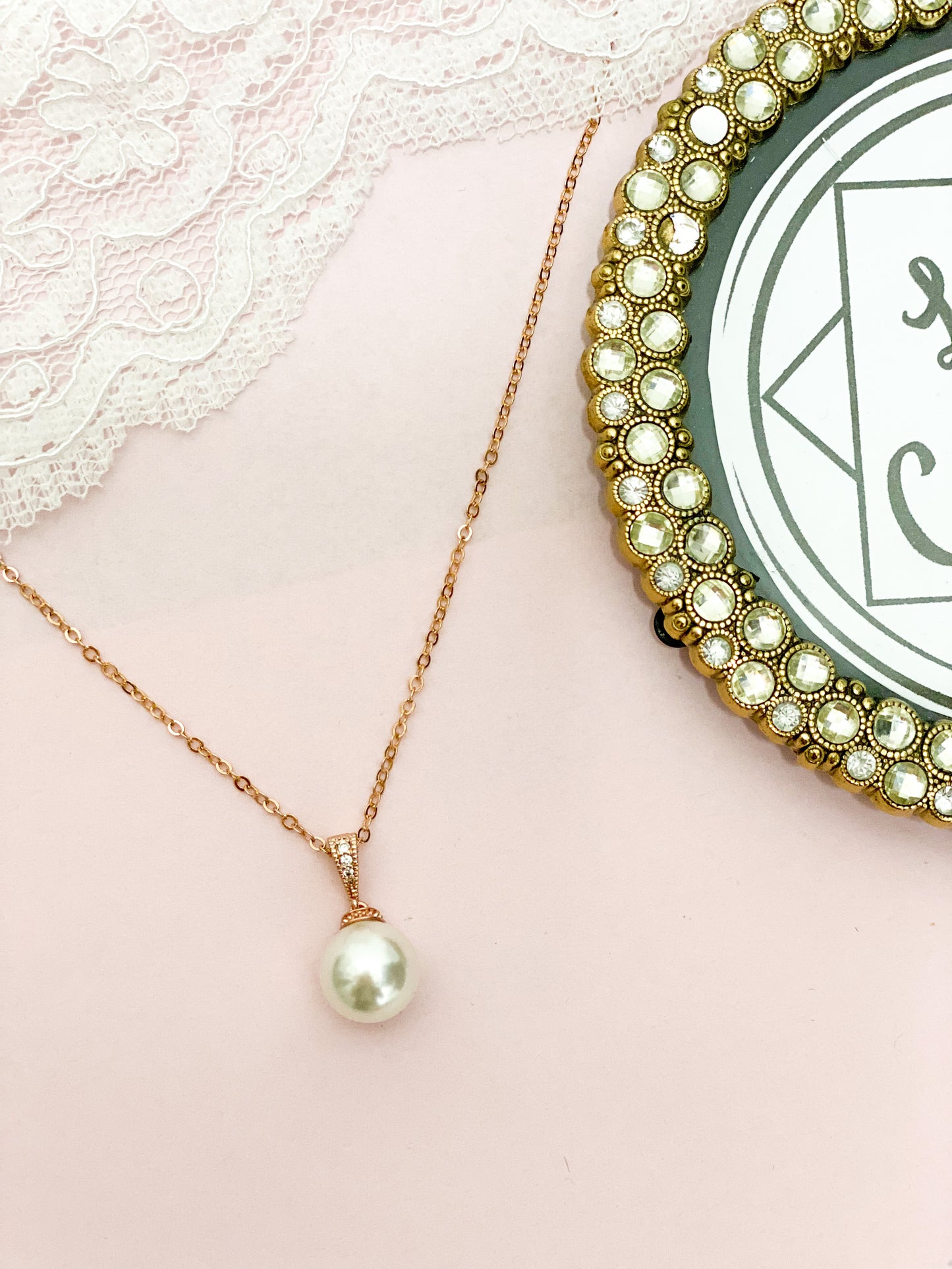 Set Rosegold exquisito perlas