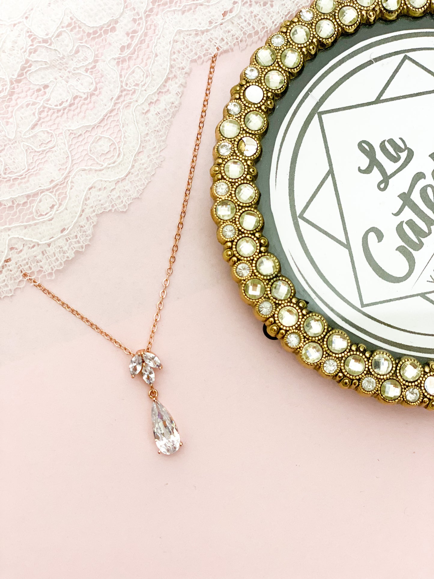 Set Rosegold hojas alargadas
