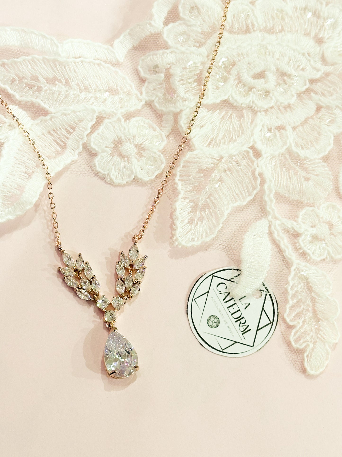 Set Rosegold hojas dobles