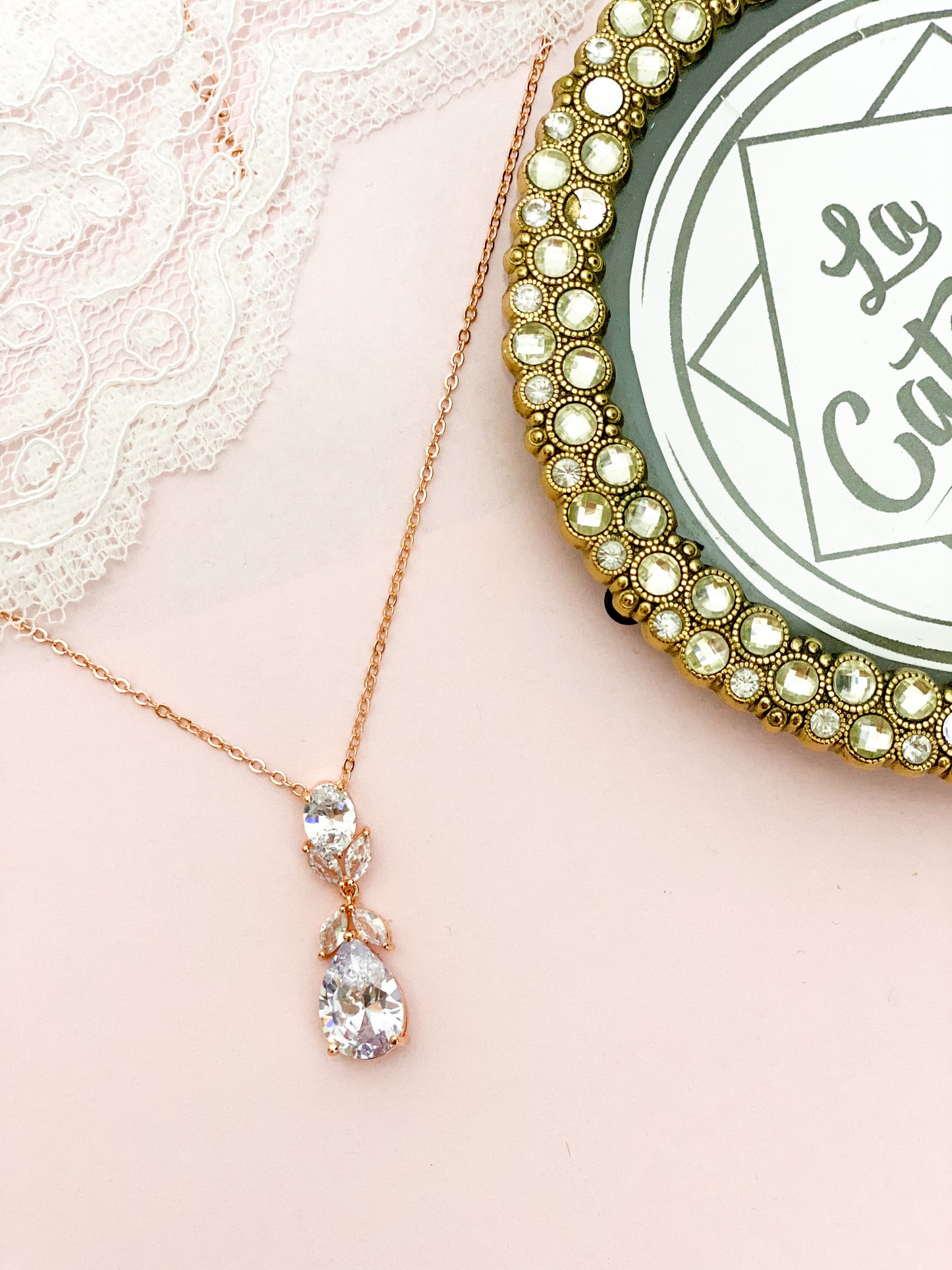 Set Rosegold Hojas y gotas