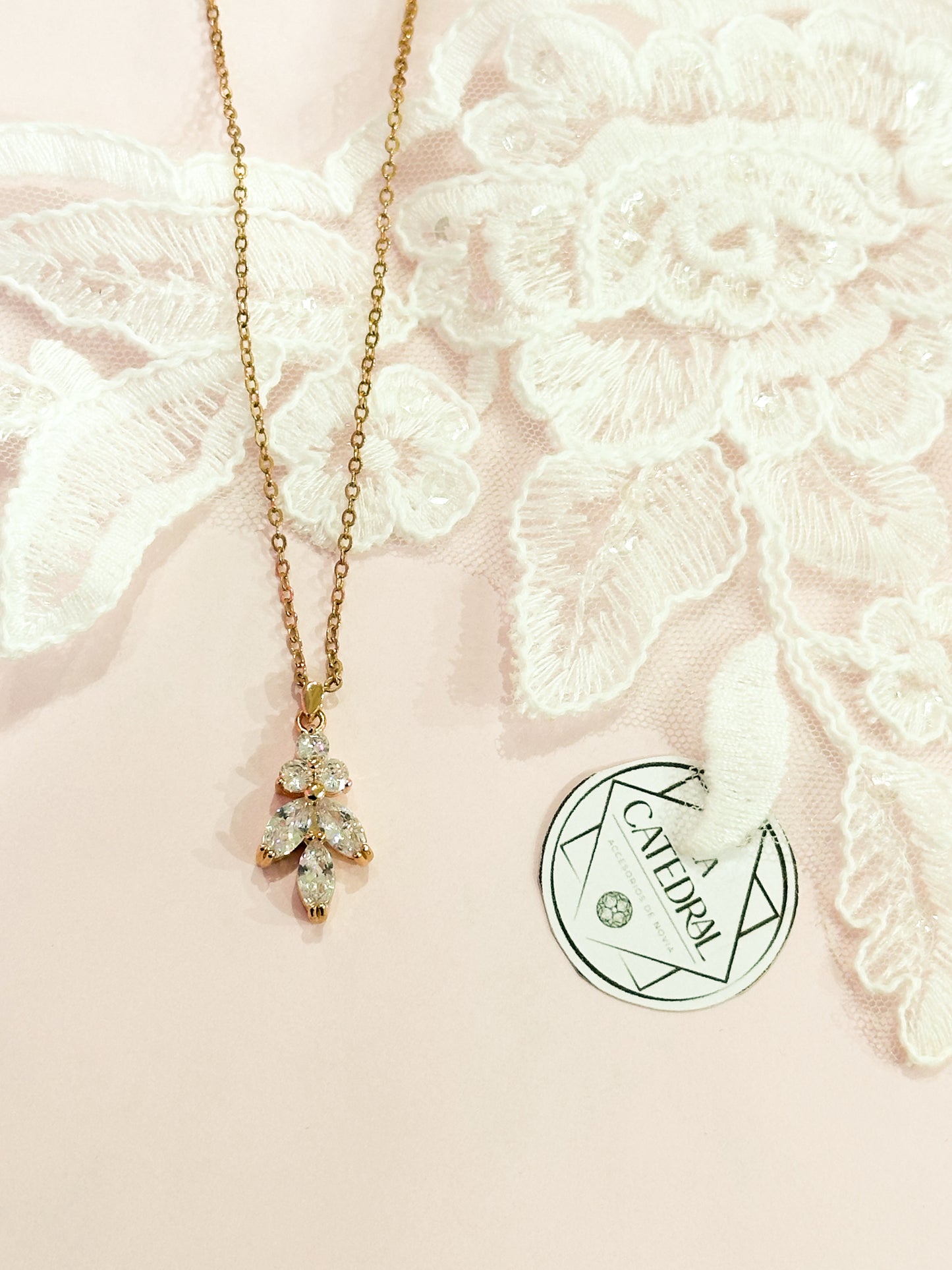 Set Rosegold hojas largas