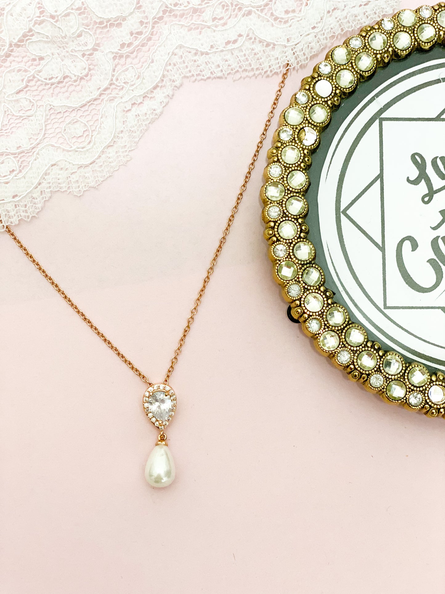 Set Rosegold perla gotas