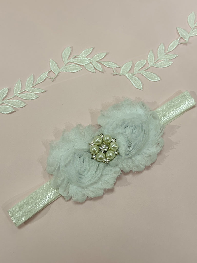 Liga de novia blanca con flores