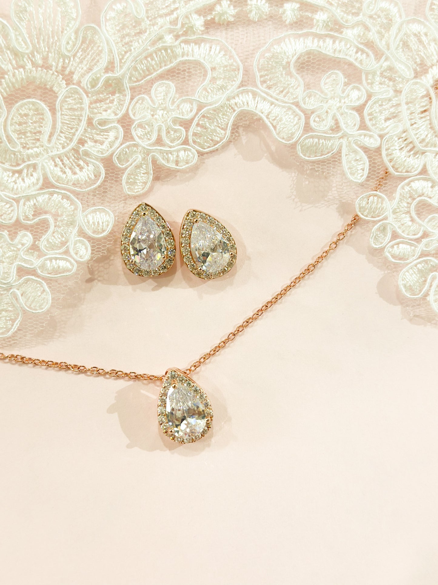 Set Rosegold gotas clásicas