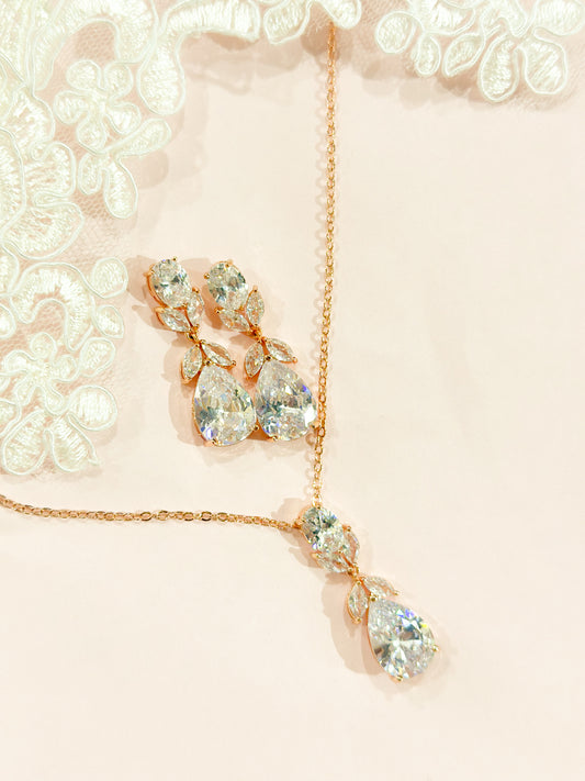 Set Rosegold Hojas y gotas