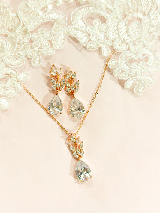 Set Rosegold hojas grandes