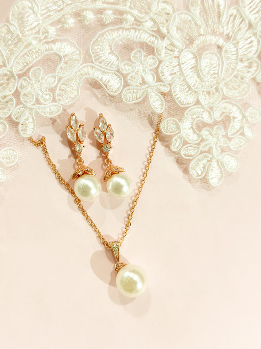 Set Rosegold exquisito perlas