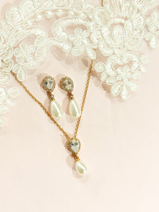 Set Rosegold perla gotas