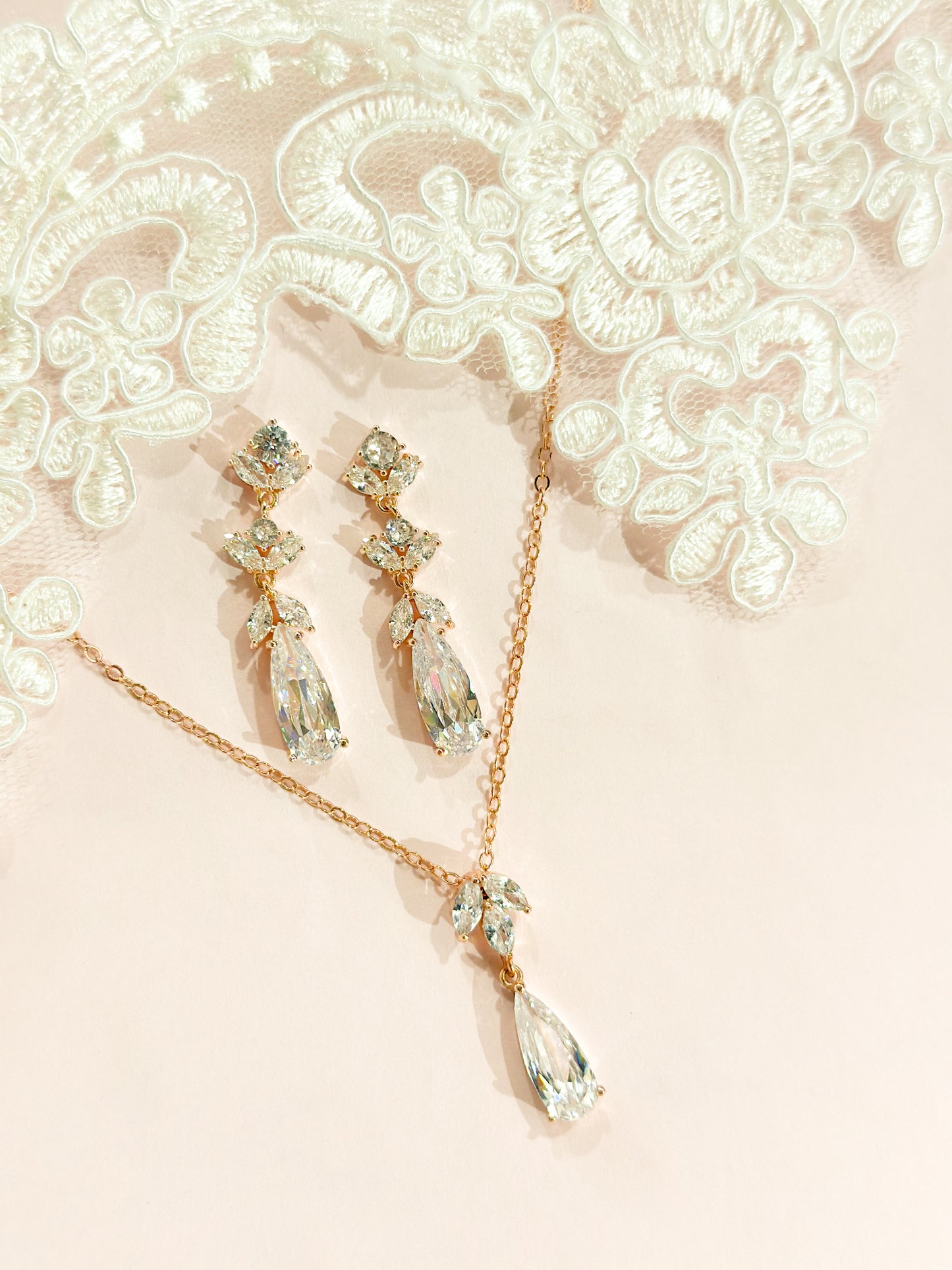 Set Rosegold hojas alargadas