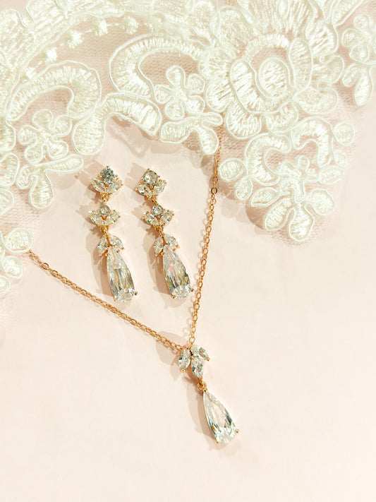 Set Rosegold hojas alargadas